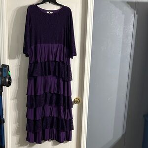 Dainty Jewells Elegant Purple Tiered Lace Dress